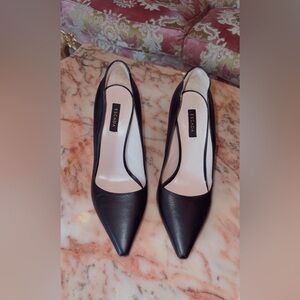 Escada Black Pointed-Toe Leather Pumps